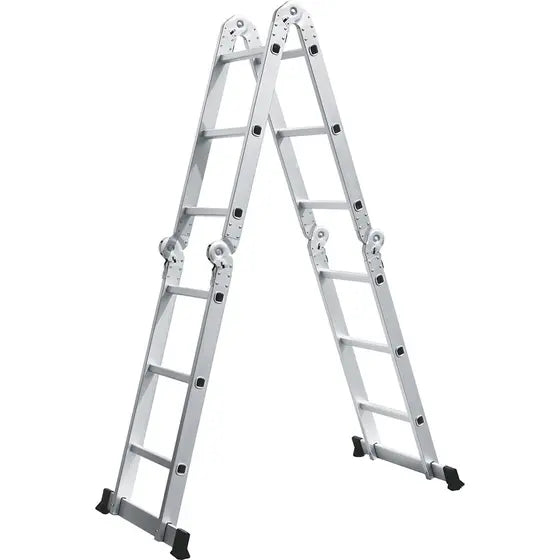 Escada Multifuncional Evolux 4x3 - 3,29m - 12 degraus - Sete Posições Prática Alumínio Resistente Limpeza Fácil Doze Degraus - Linha Evolux